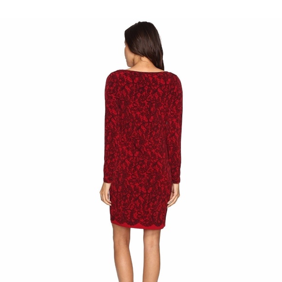 MICHAEL Michael Kors Cinnabar Red and Black Long Sleeve Pullover Dress - Picture 3 of 15